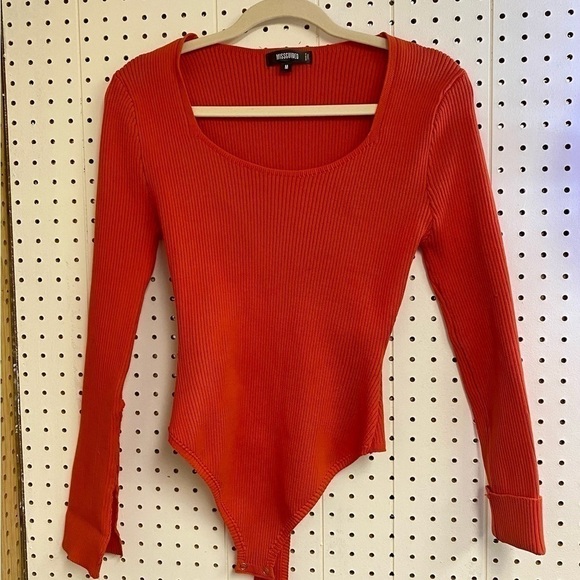 Missguided Orange Ribbed Bodysuit - Picture 3 of 3